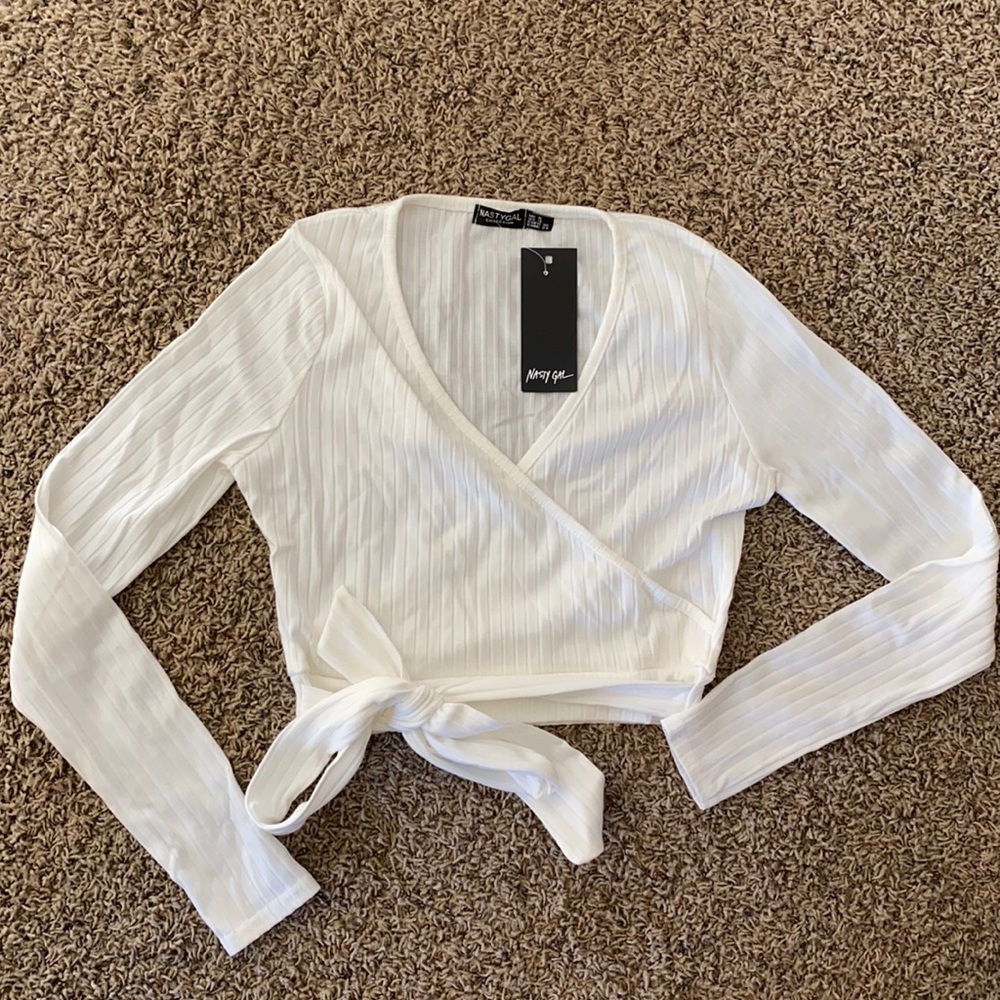 Nasty Gal Wrapover Ribbed Top (NEW WITH TAGS) Size US 4